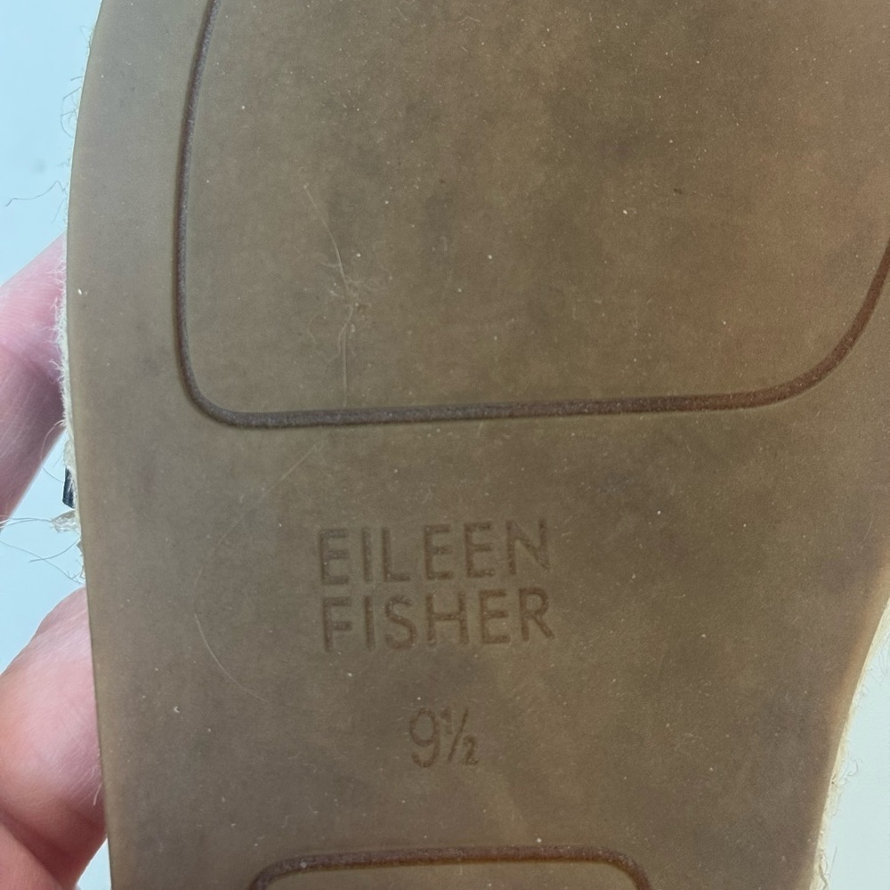 Eileen Fisher Lee Washed Leather Espadrille Shoes in Black Size 9.5 - Picture 6 of 7